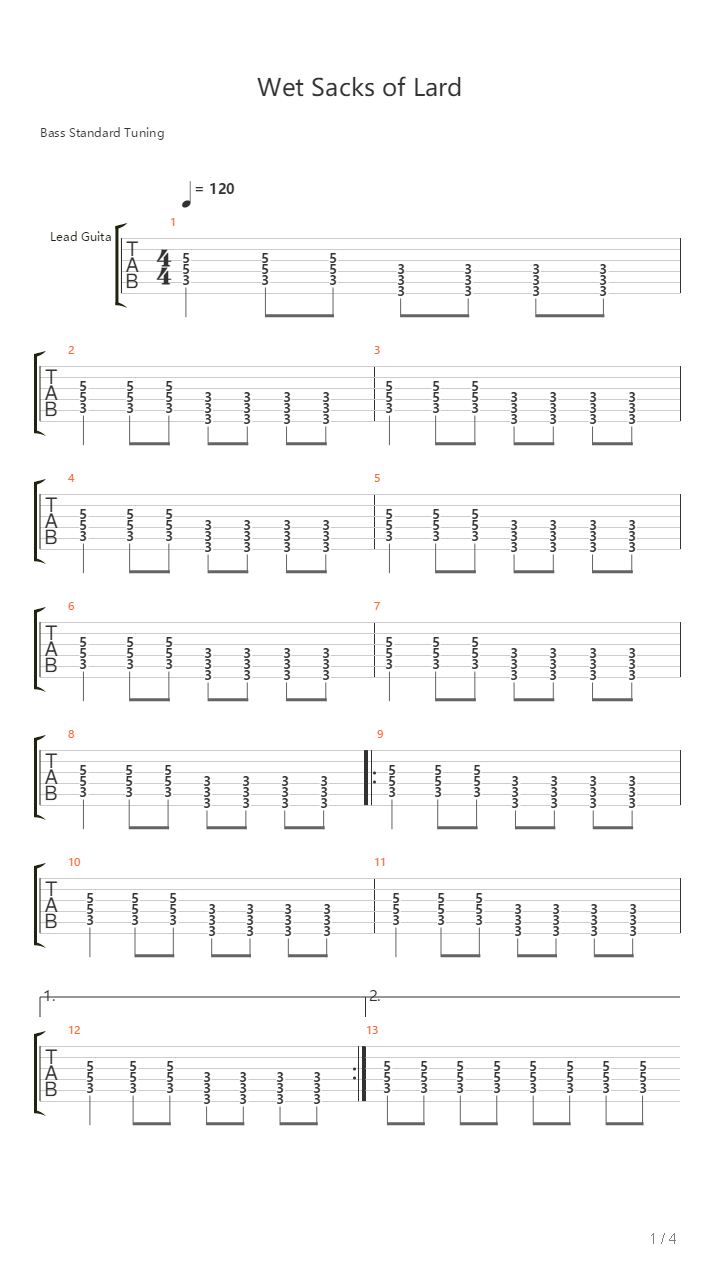 Wet Sacks Of Lard吉他谱