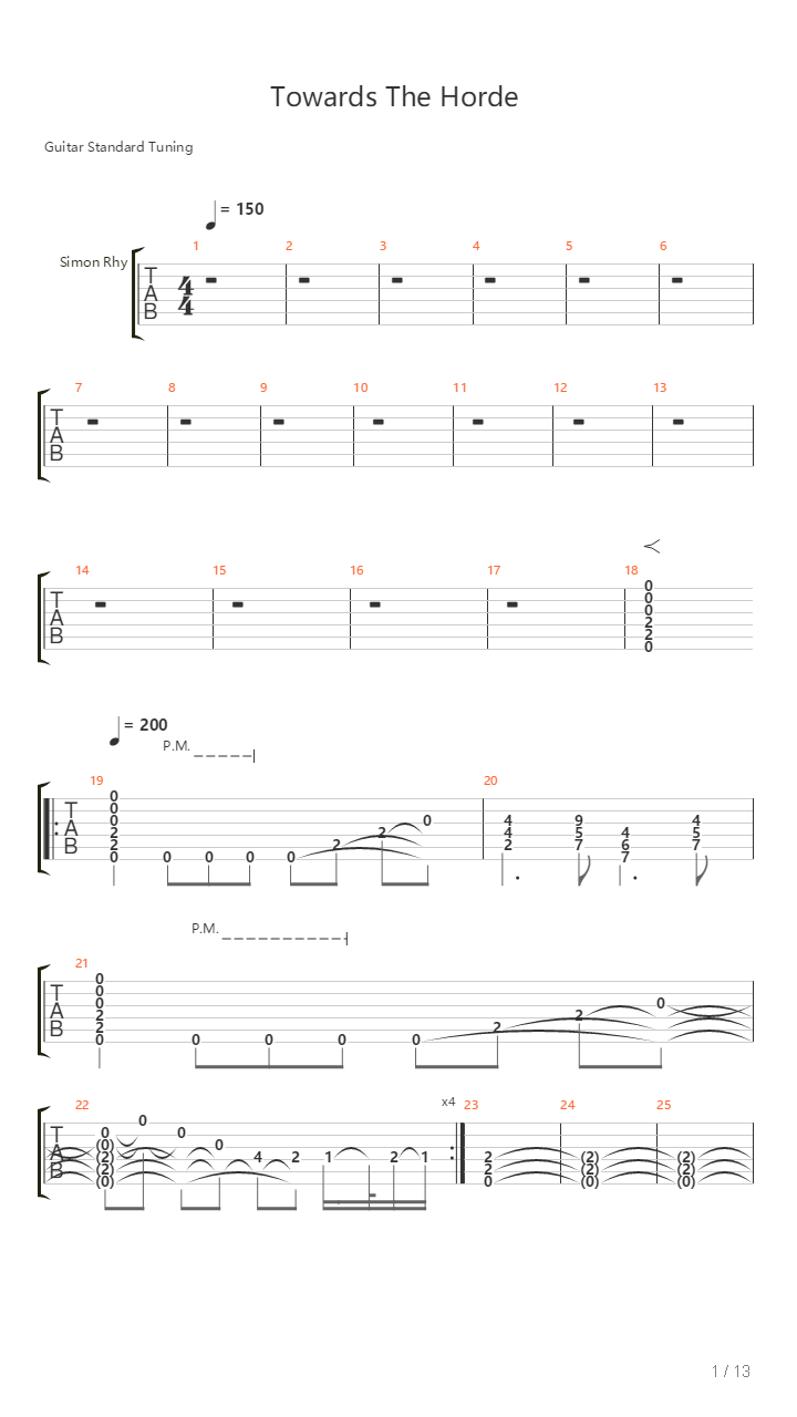 Towards The Horde吉他谱