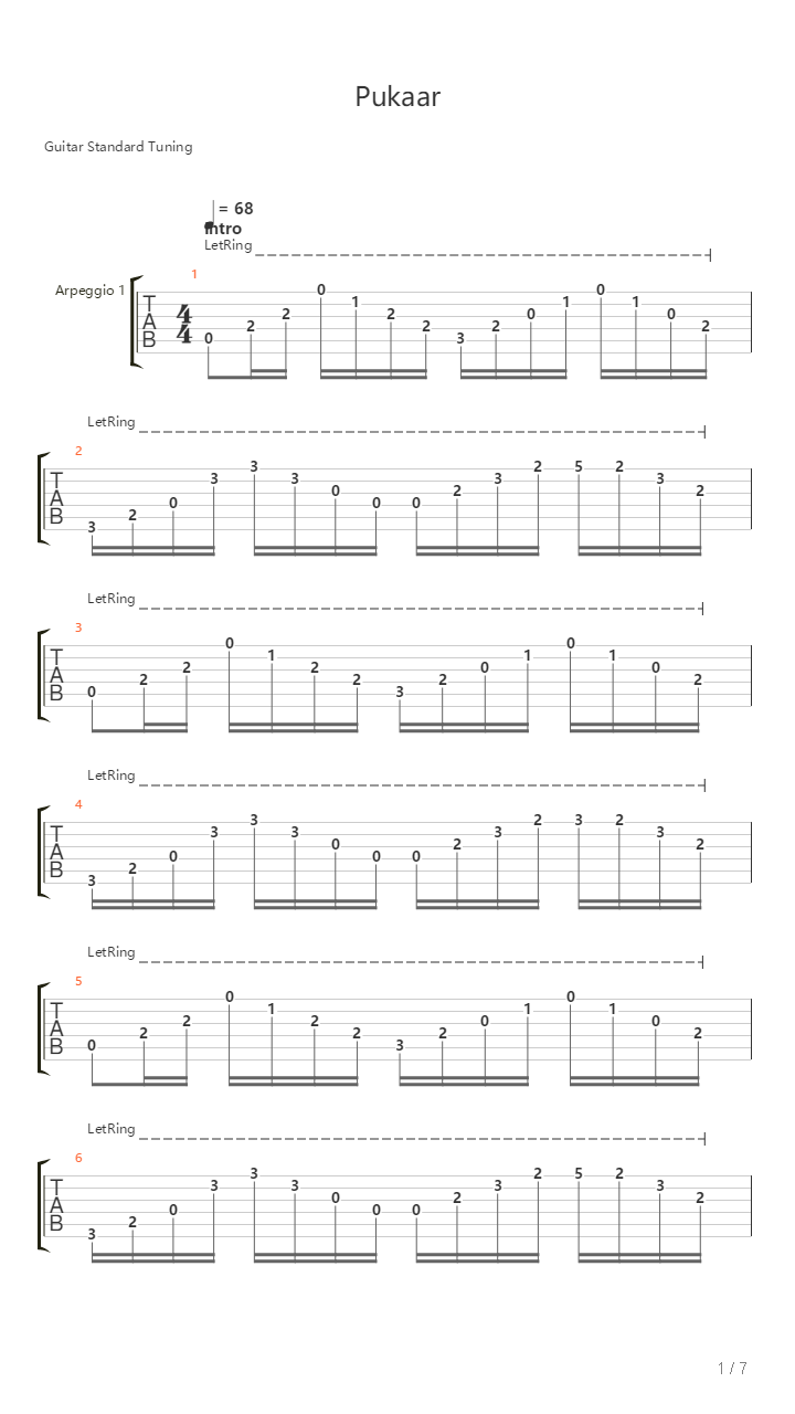 Pukaar吉他谱