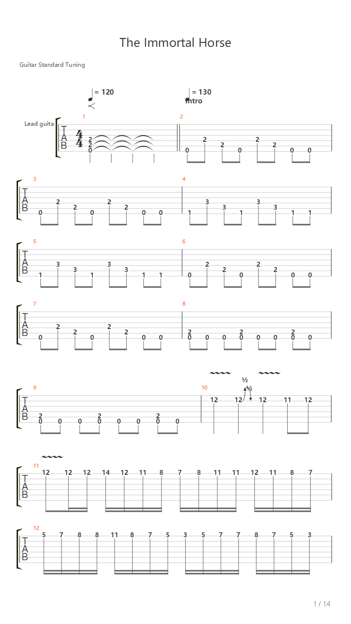 The Immortal Horse吉他谱