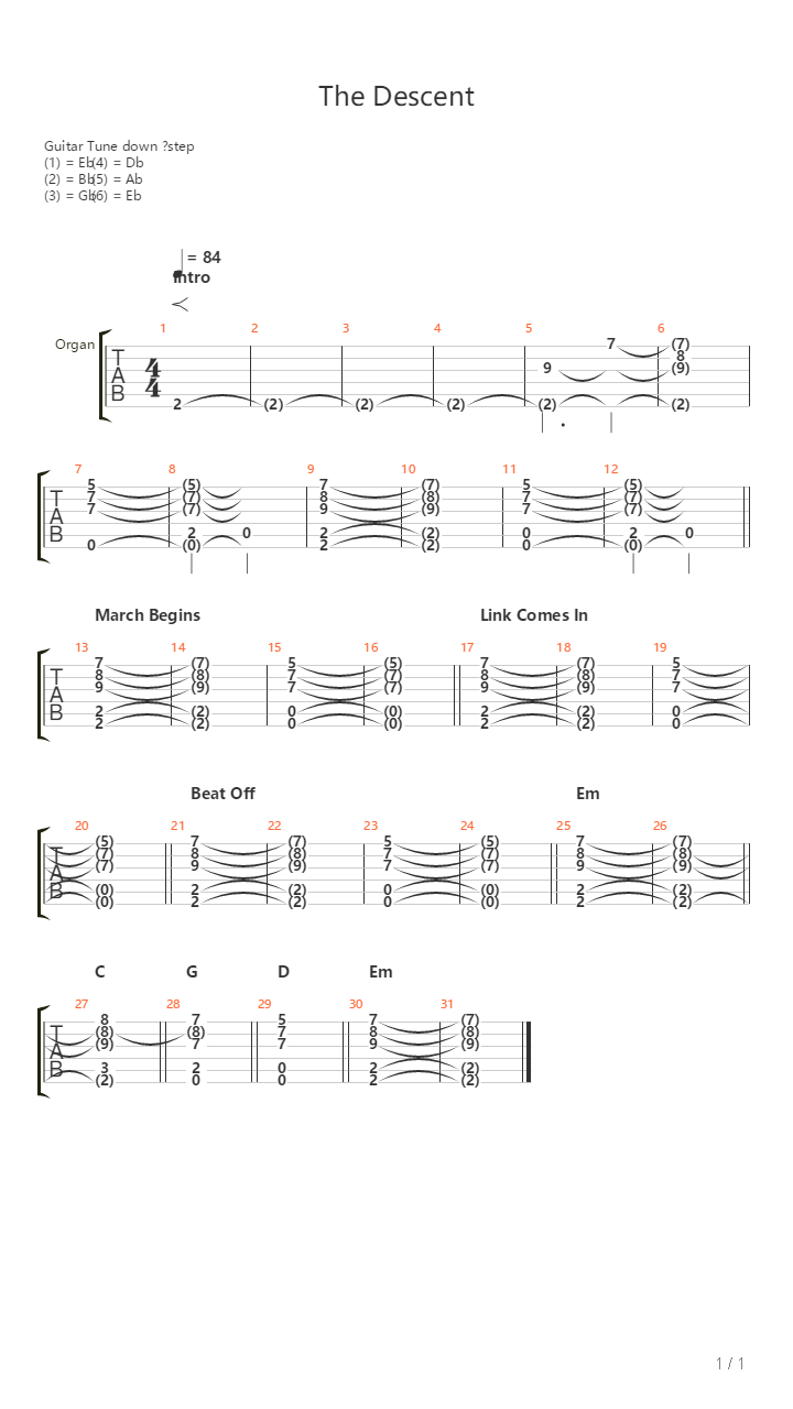 The Descent吉他谱