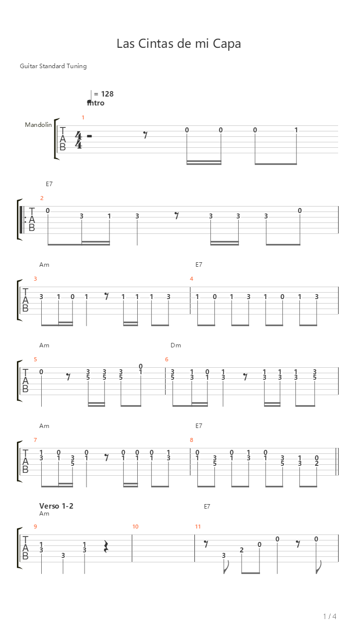 Las Cintas De Mi Capa吉他谱