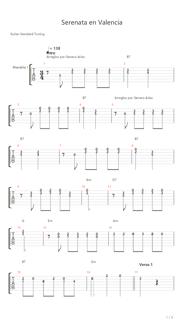 Serenata En Valencia吉他谱