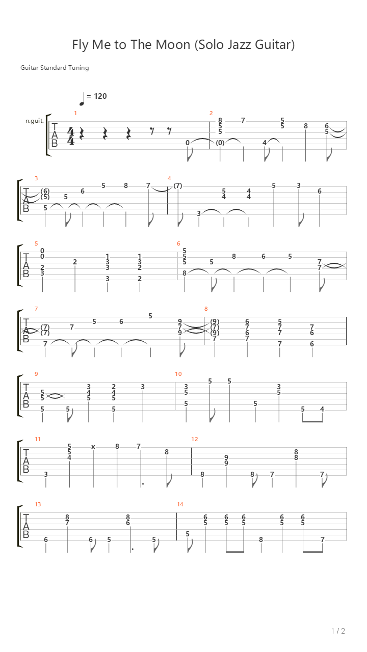 Fly Me To The Moon吉他谱