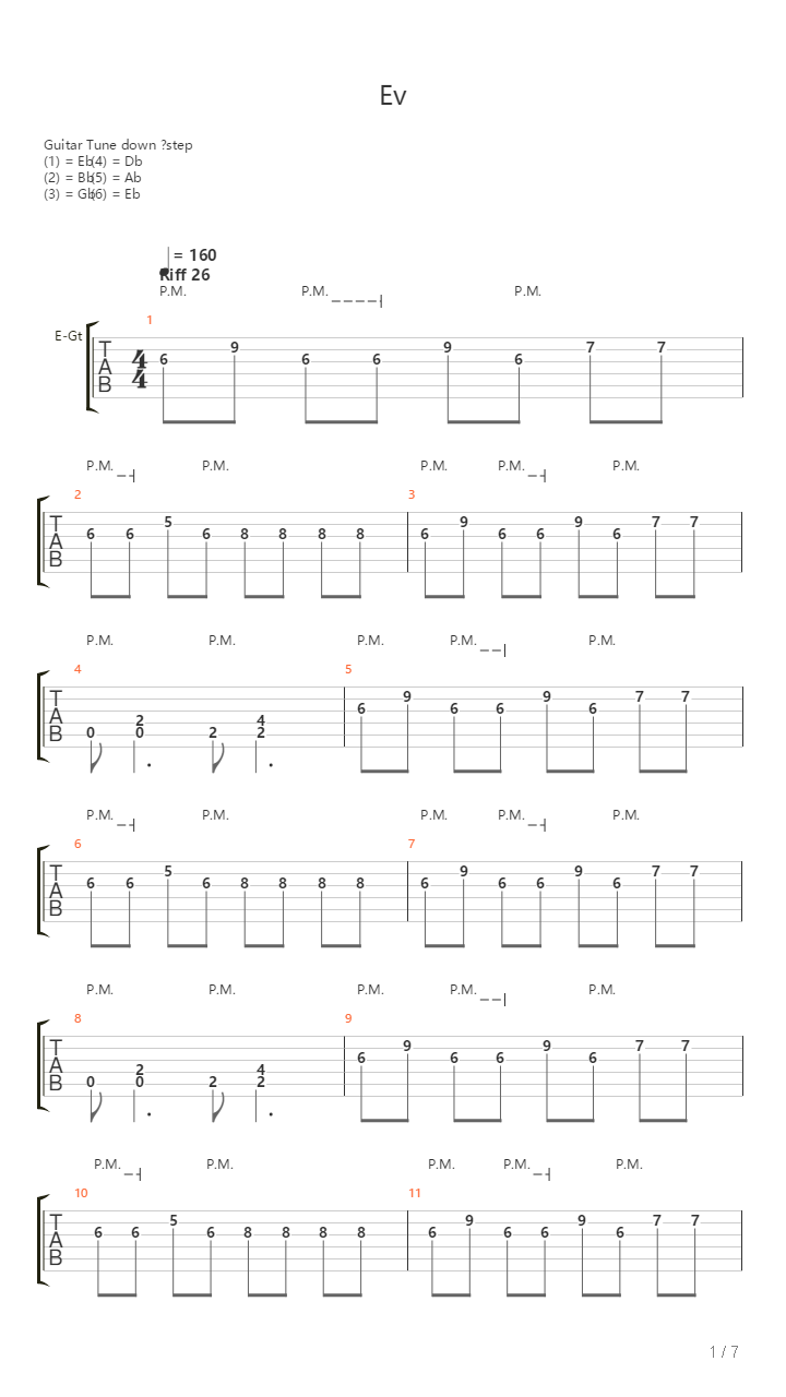 EV吉他谱