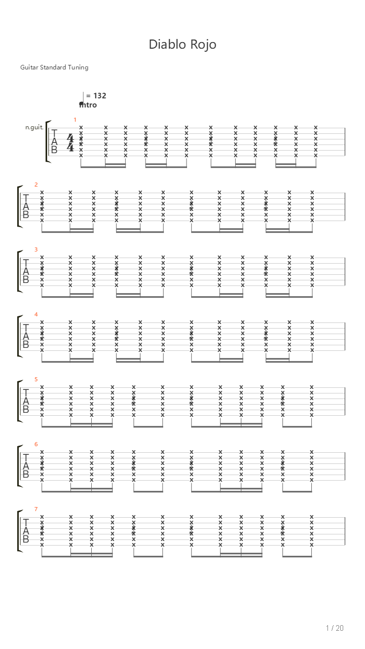 Diablo rojo 加了简单的鼓点吉他谱