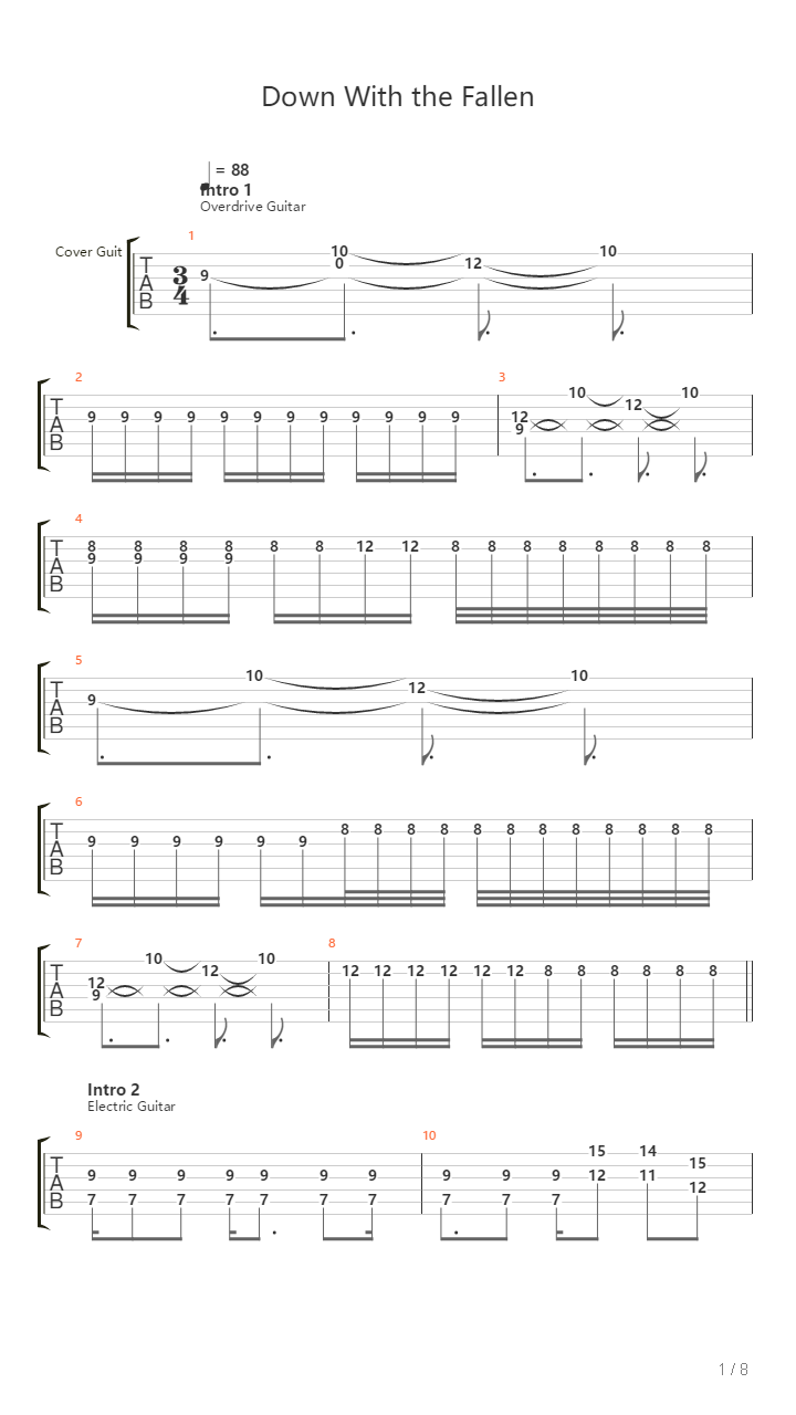 Down With the Fallen吉他谱