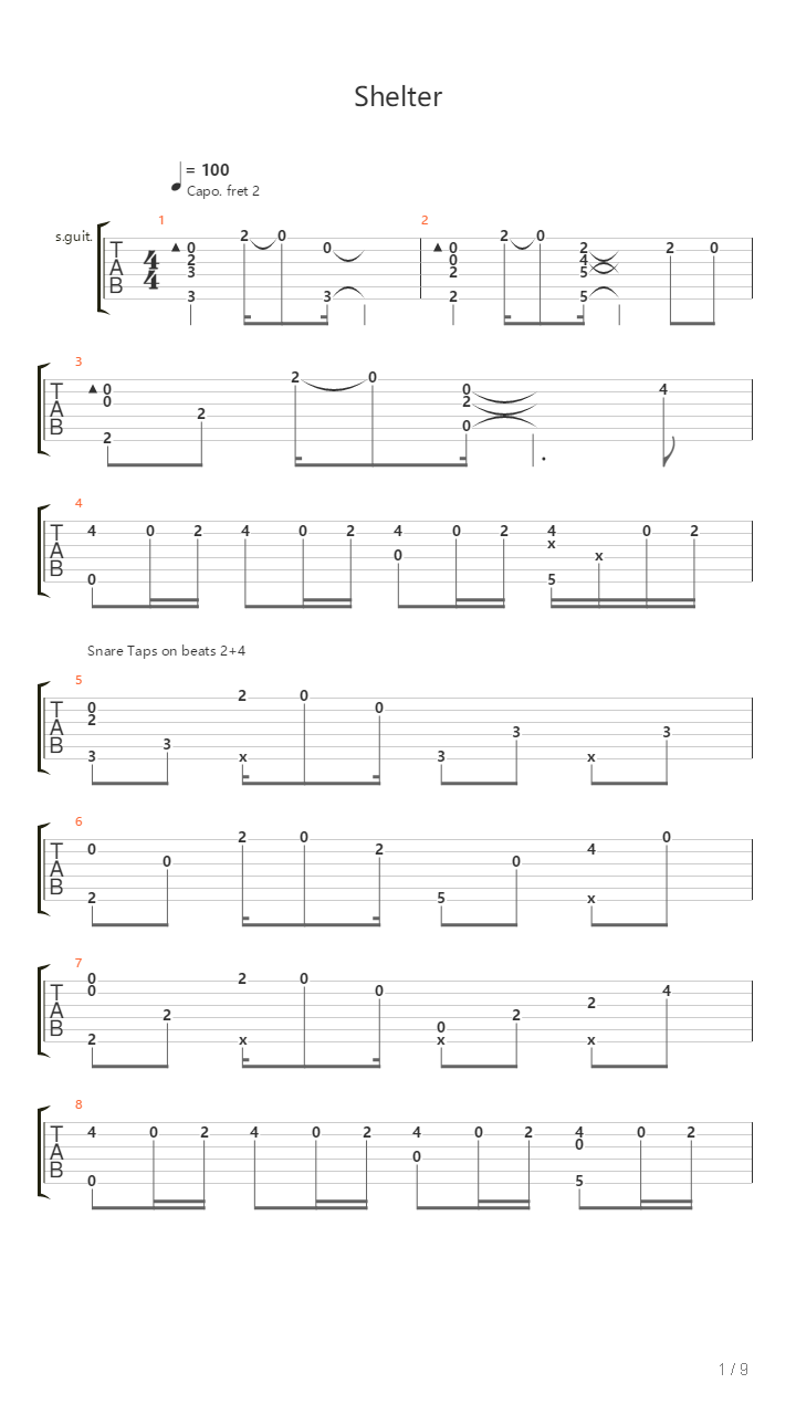 Shelter吉他谱