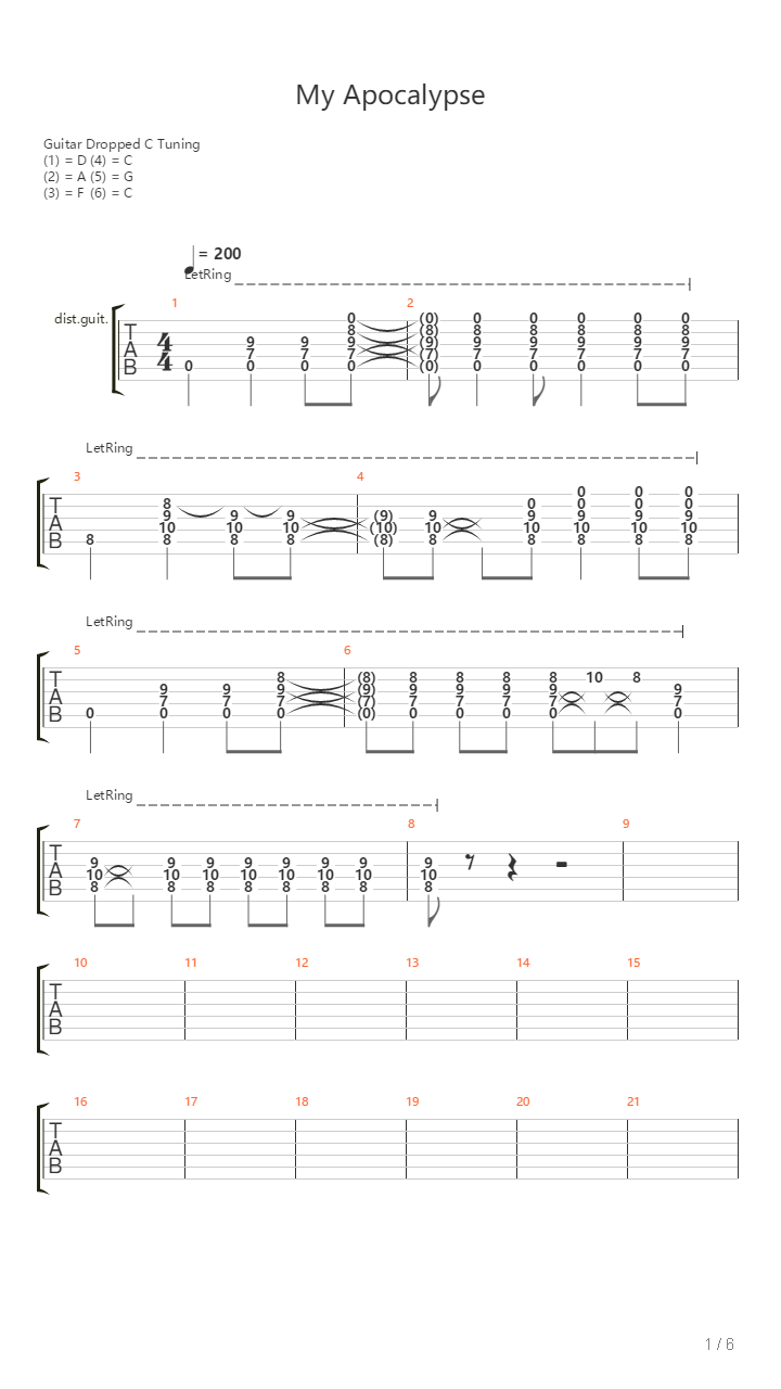 My Apocalypse吉他谱
