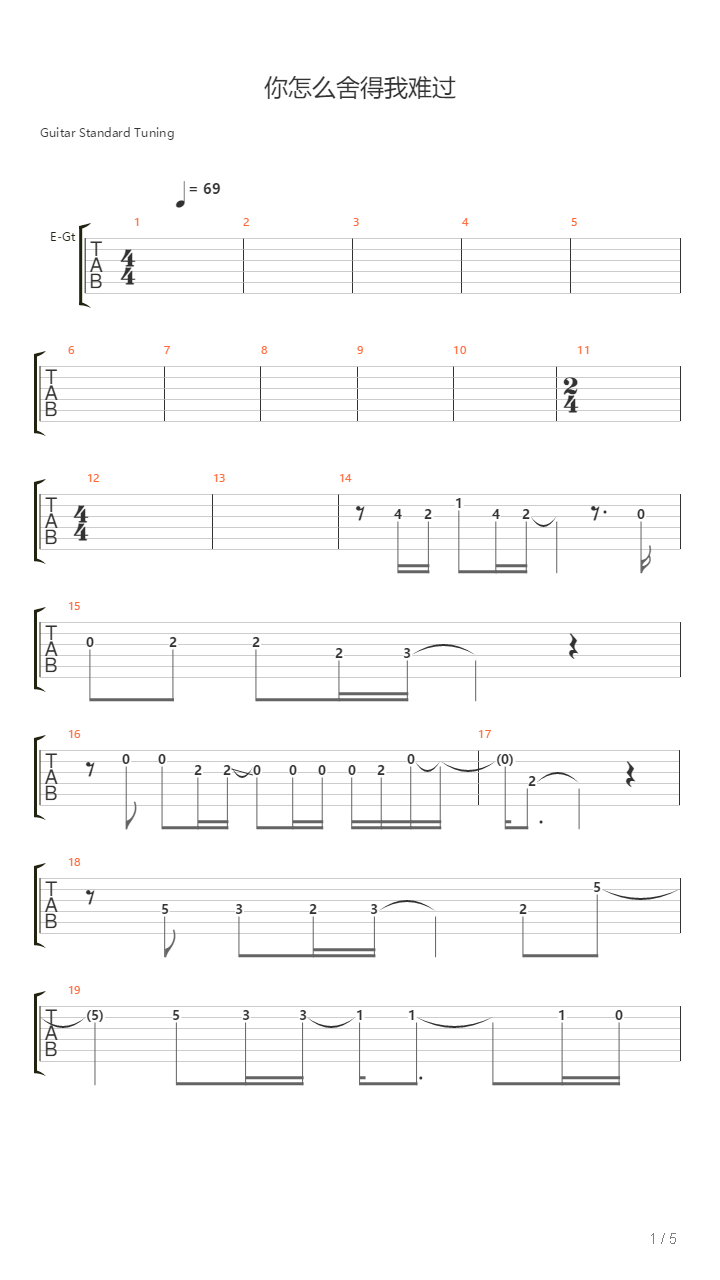 你怎么舍得我难过(蔡都乐团)吉他谱