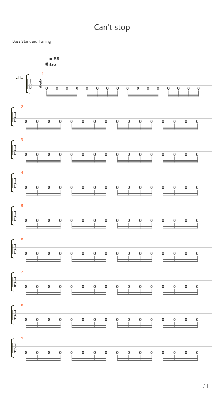 Can't stop吉他谱