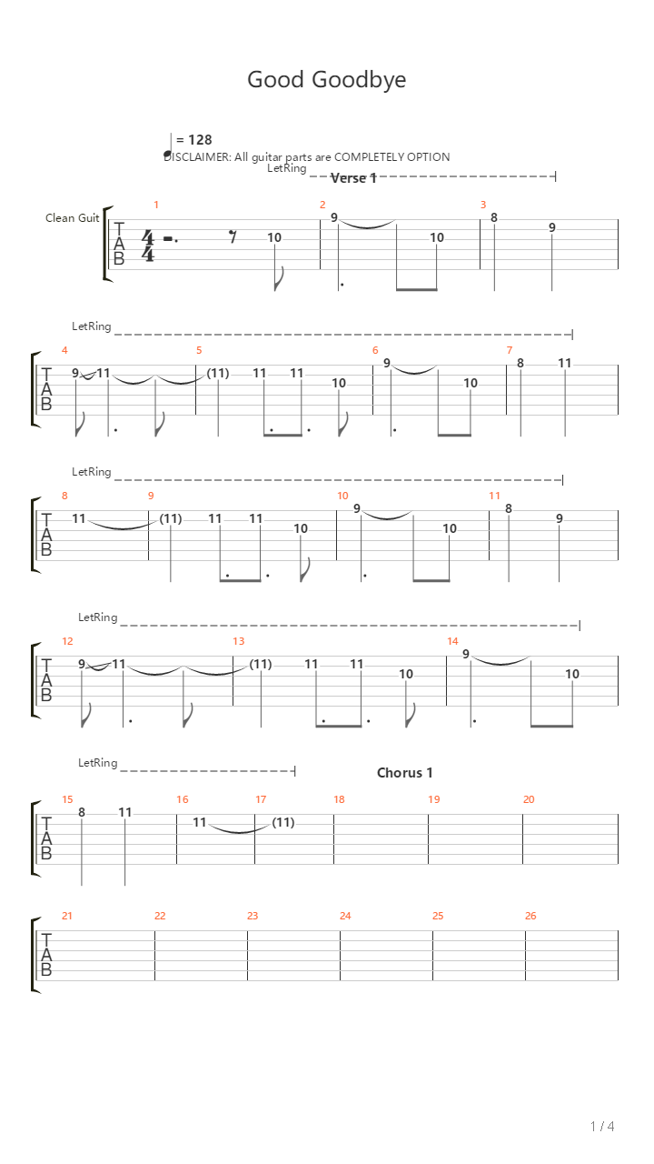 Good Goodbye吉他谱
