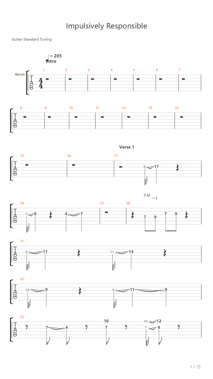 Impulsively Responsible吉他谱