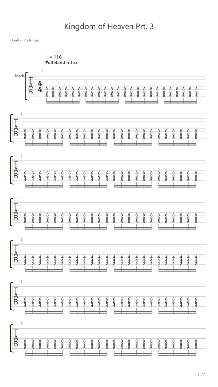 Kingdom Of Heaven Part 3 - The Antediluvian Universe吉他谱