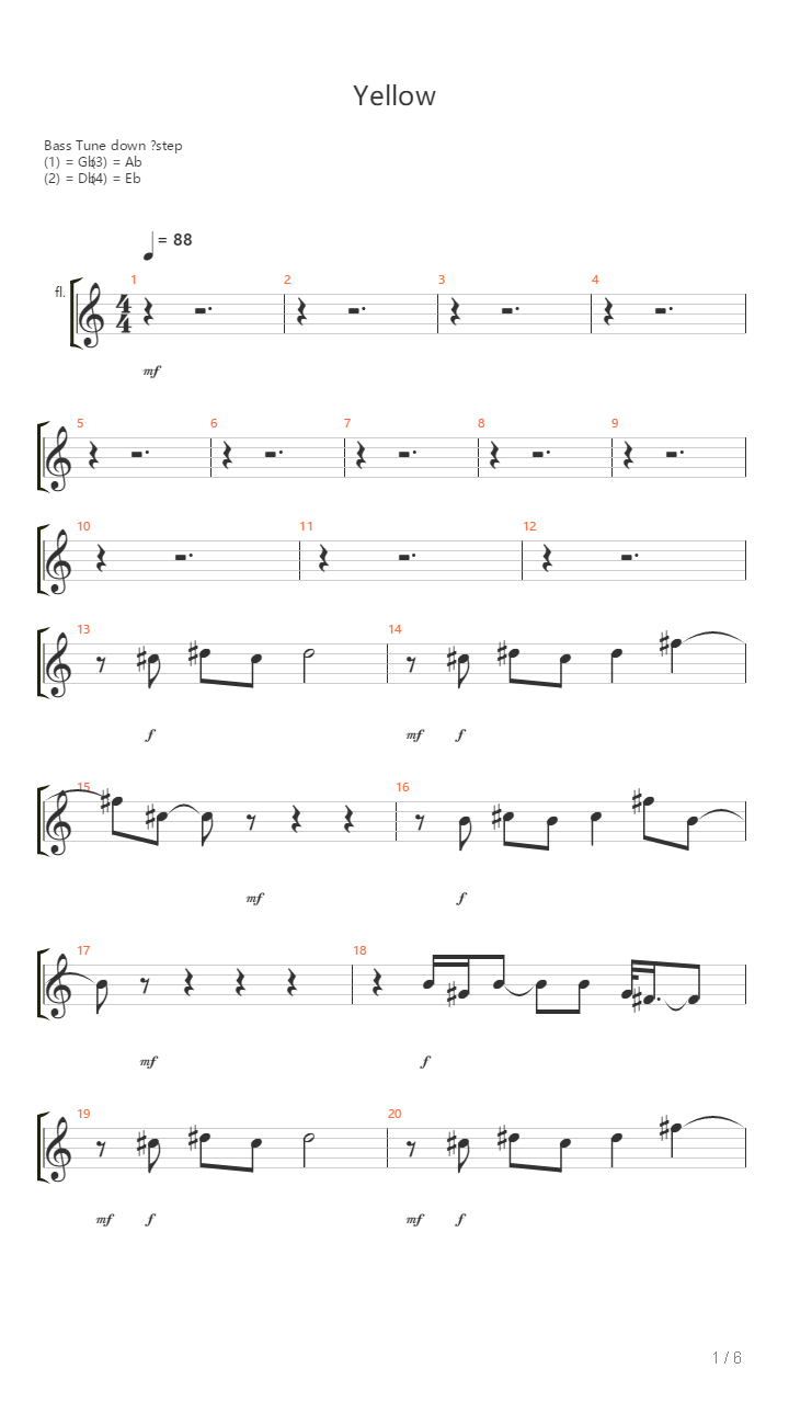 Yellow吉他谱