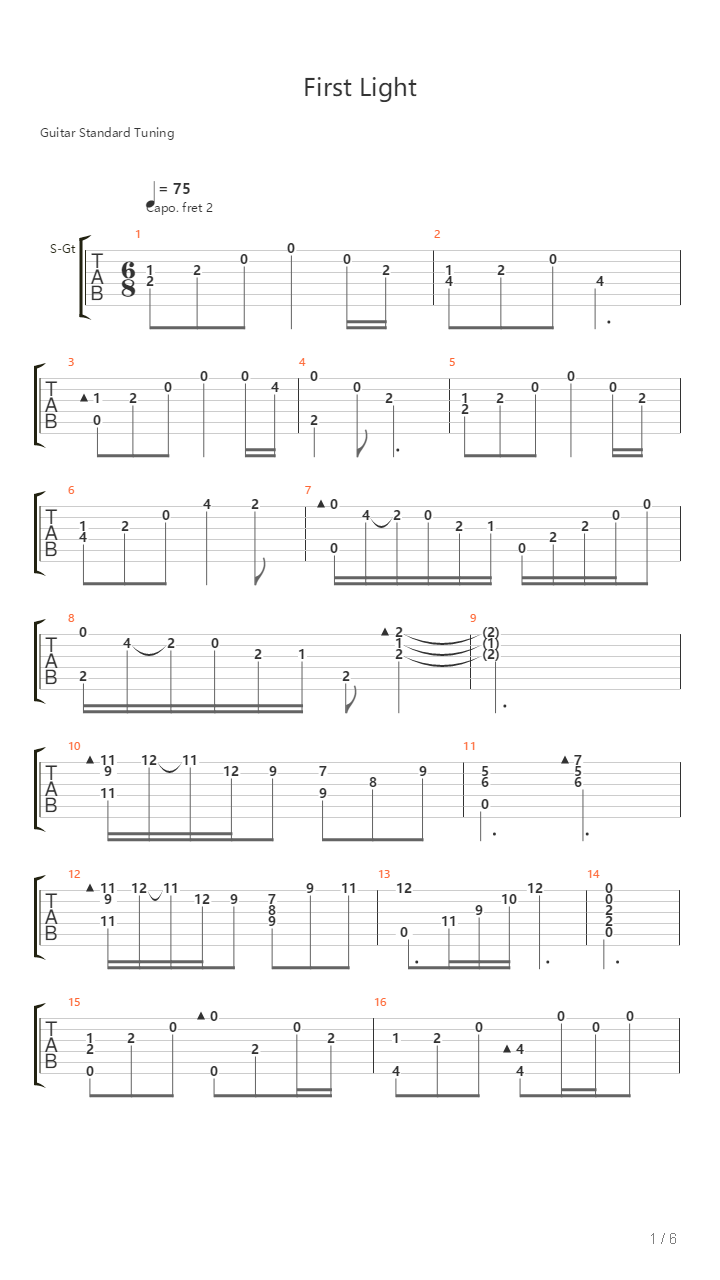 first light吉他譜(gtp譜,指彈)_伍伍慧(伍々慧 / satoshi gogo)