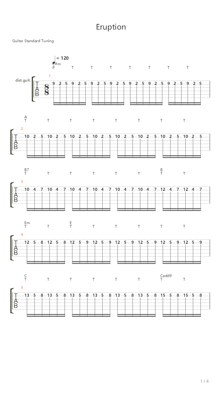 Eruption (点弦部分)吉他谱