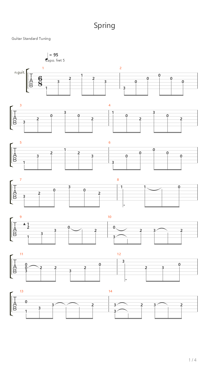 Spring（向晚原创）吉他谱
