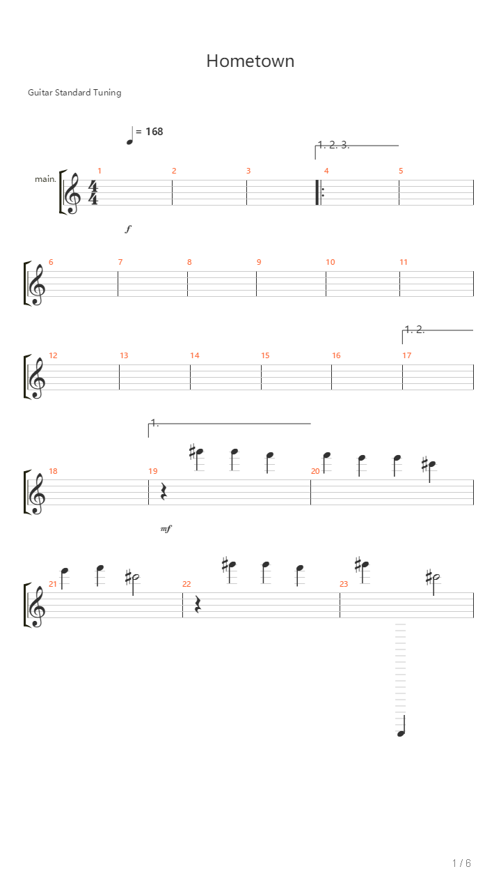 hometown吉他谱