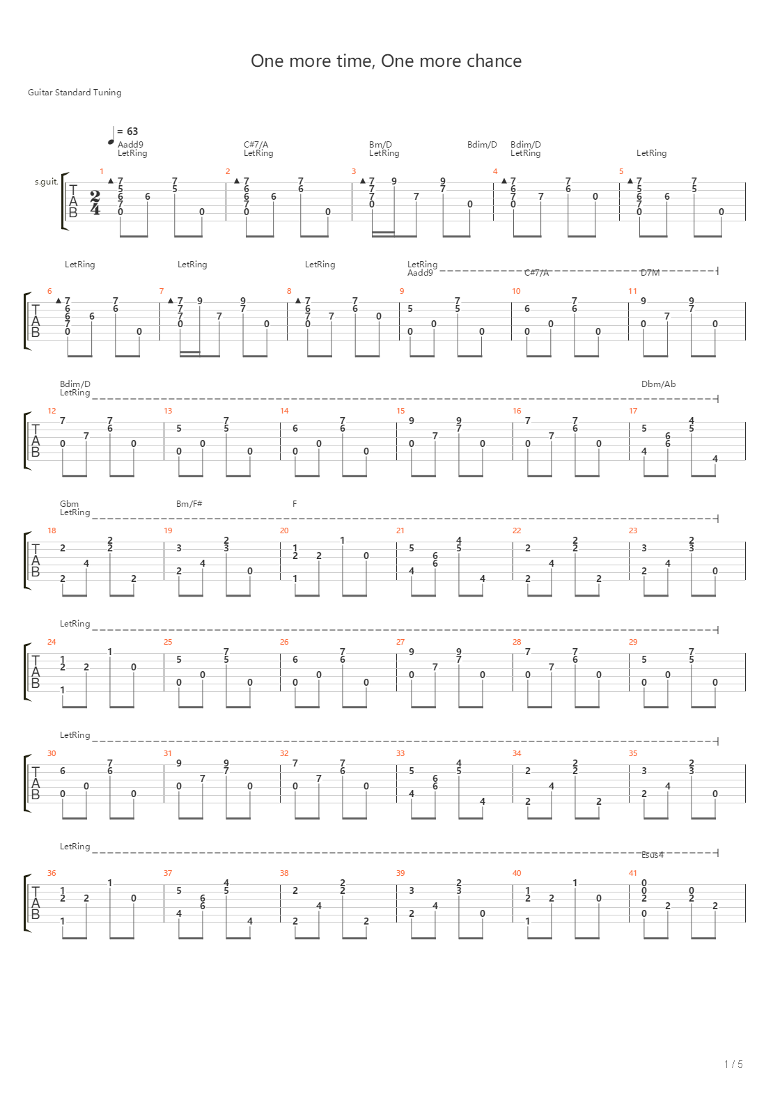 【秒速五厘米】全乐器自制伴奏One more time，One more chance - 山崎将义吉他谱