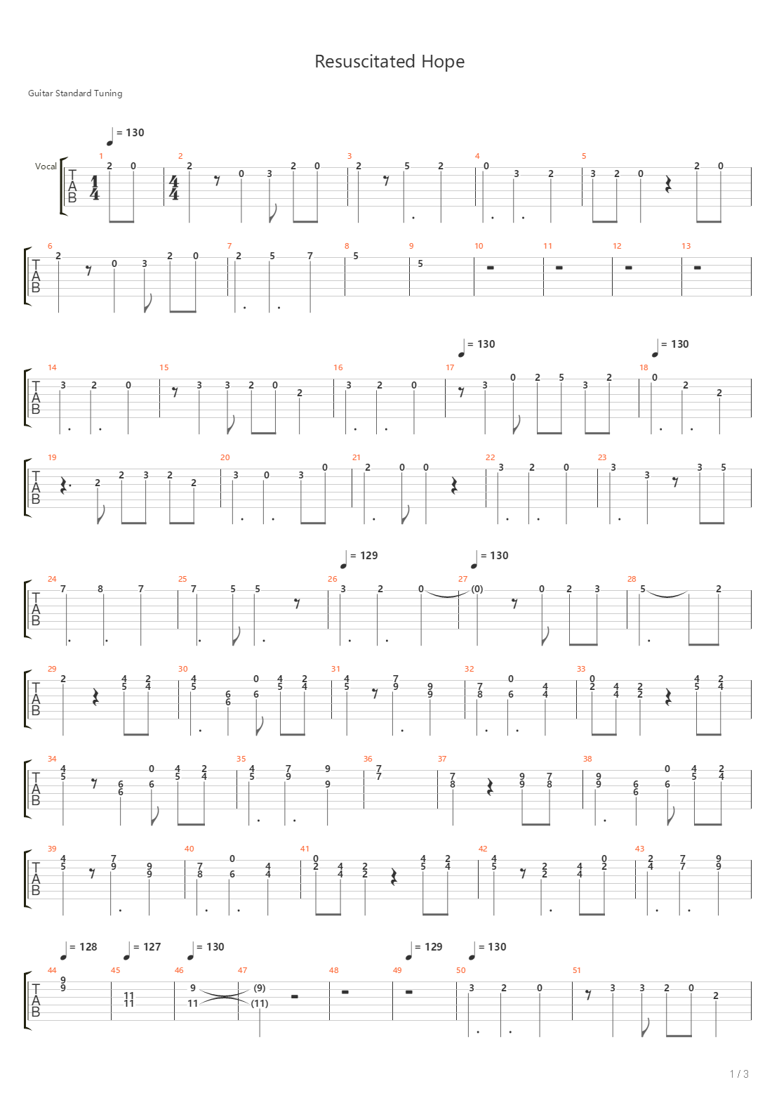 Resuscitated Hope吉他谱