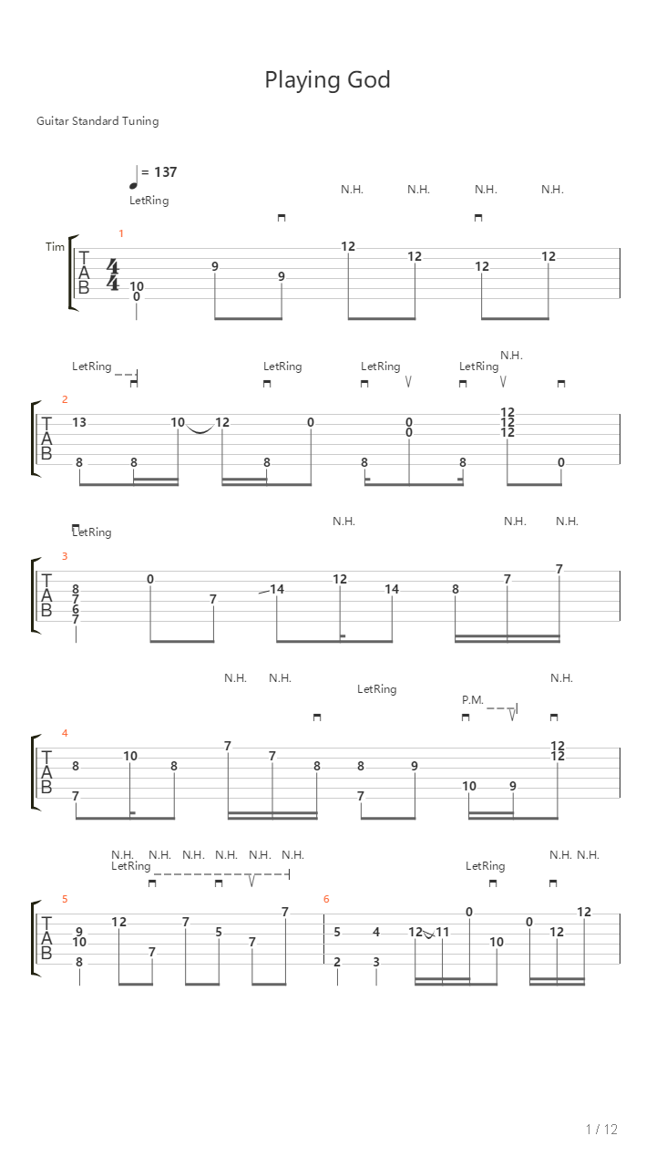 Playing God吉他谱