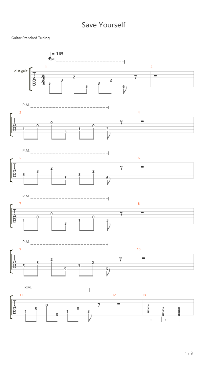 Save Yourself吉他谱