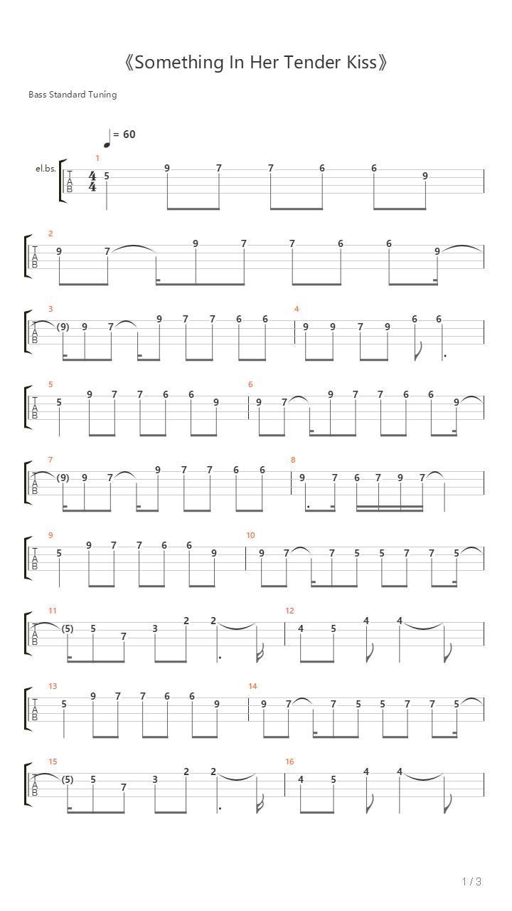 Something In Her Tender Kiss（ Issac Shepard BASS 翻编）吉他谱