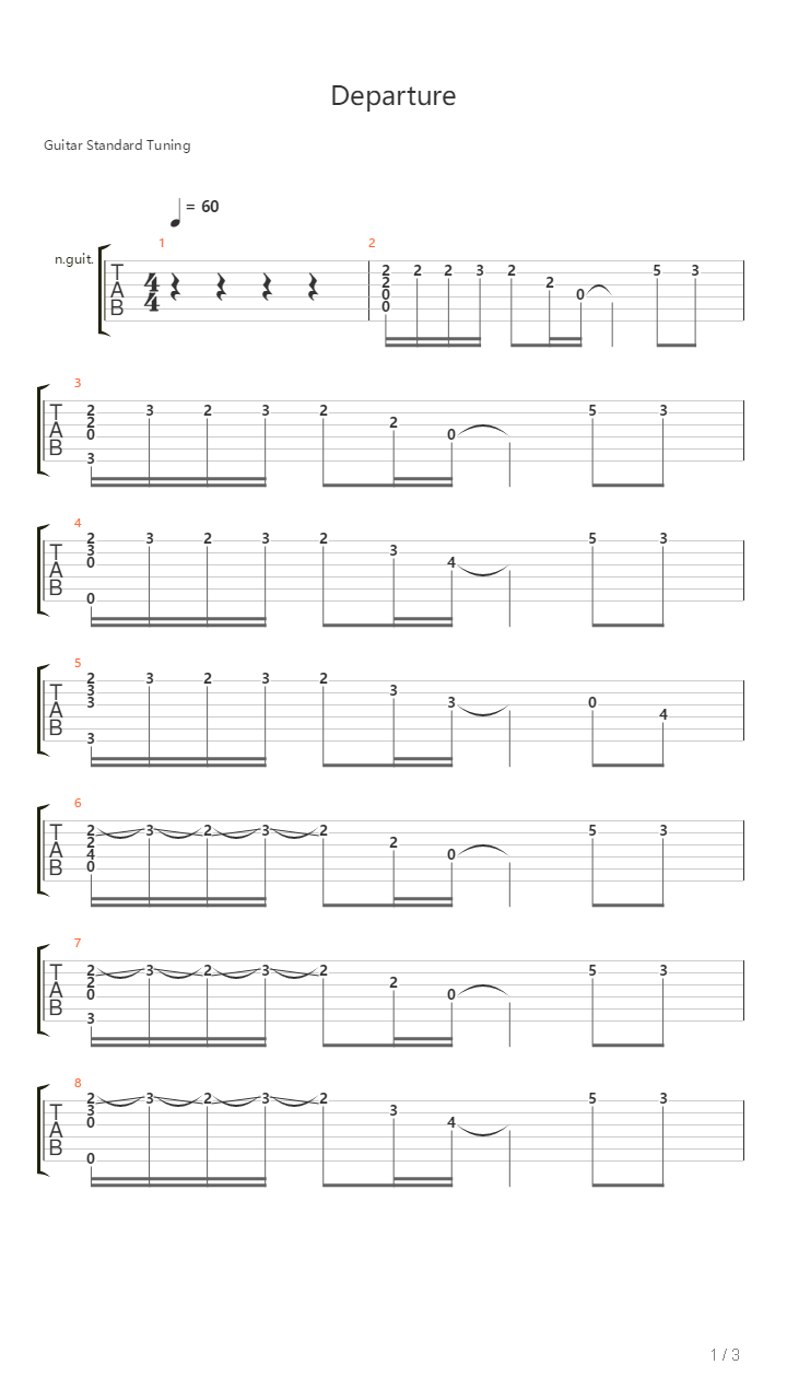 【指弹原创】Departure吉他谱