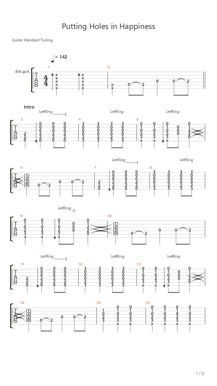 Putting Holes in Happiness吉他谱