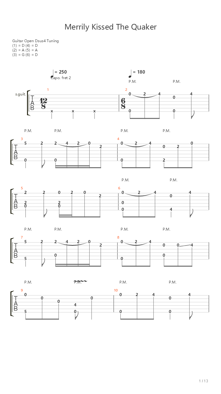 Merrily Kissed The Quaker【Pierre Bensusan】吉他谱