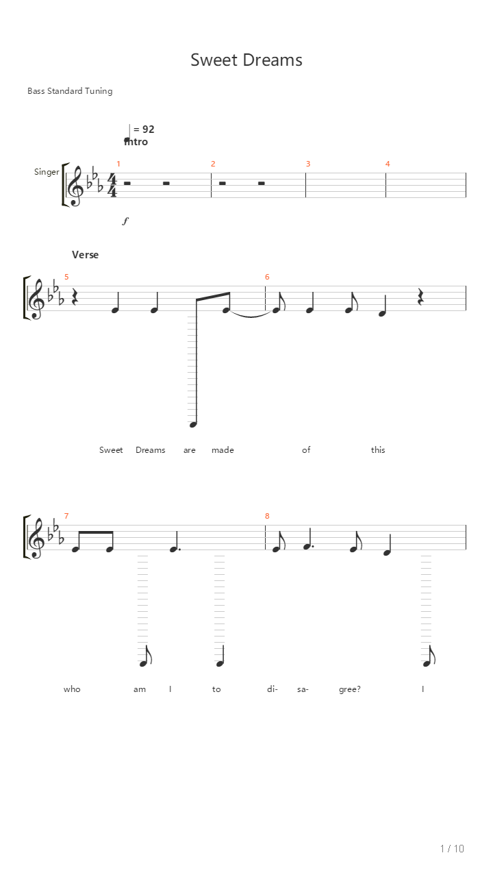 Sweet Dreams(Are Made Of This)原版总谱吉他谱