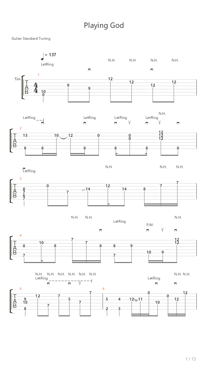 Playing God（总谱）吉他谱