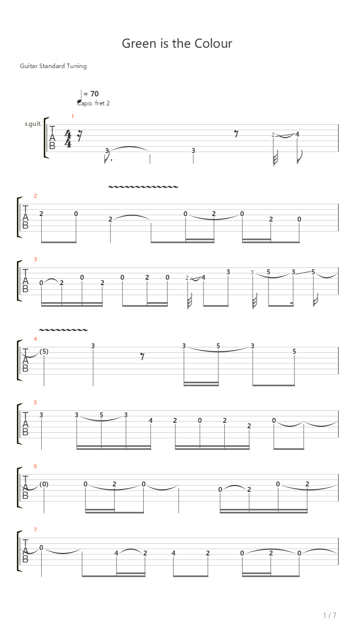 Green is the Colour吉他谱