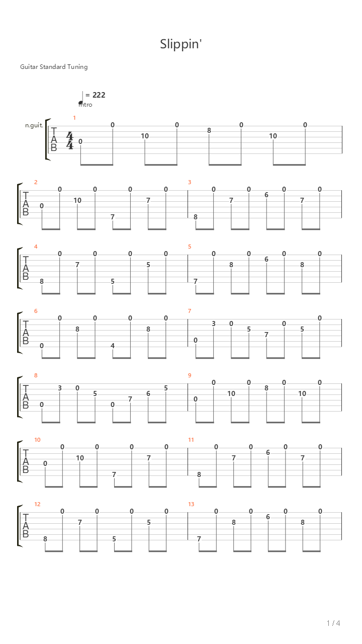 SLIPPIN吉他谱