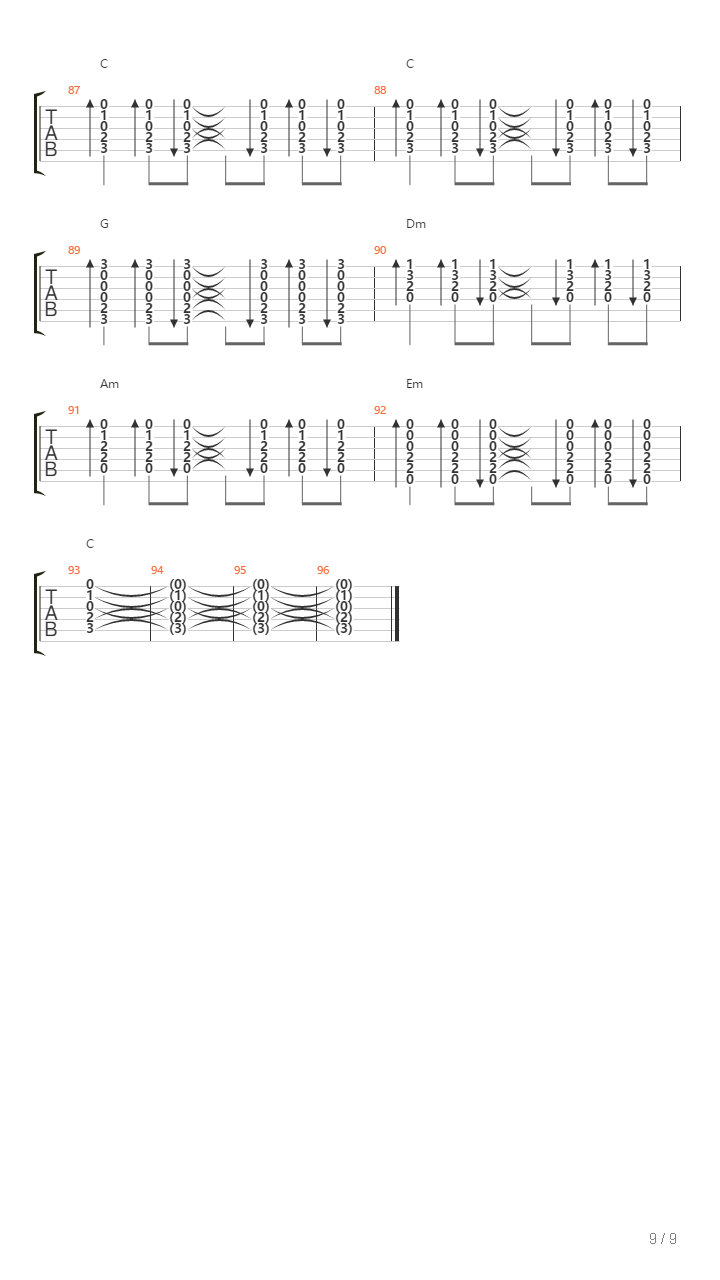 致2022（流行版C调）吉他谱