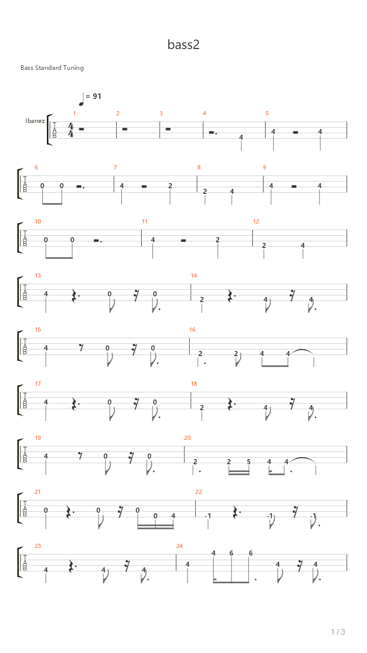 自用练习BASS谱吉他谱