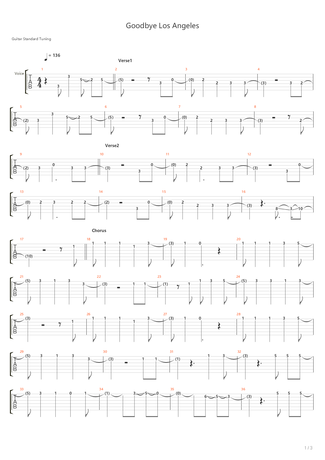 Goodbye Los Angeles吉他谱
