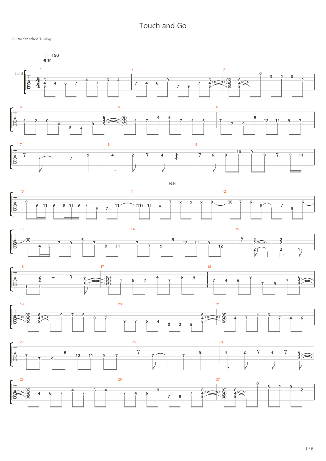 Touch and Go吉他谱