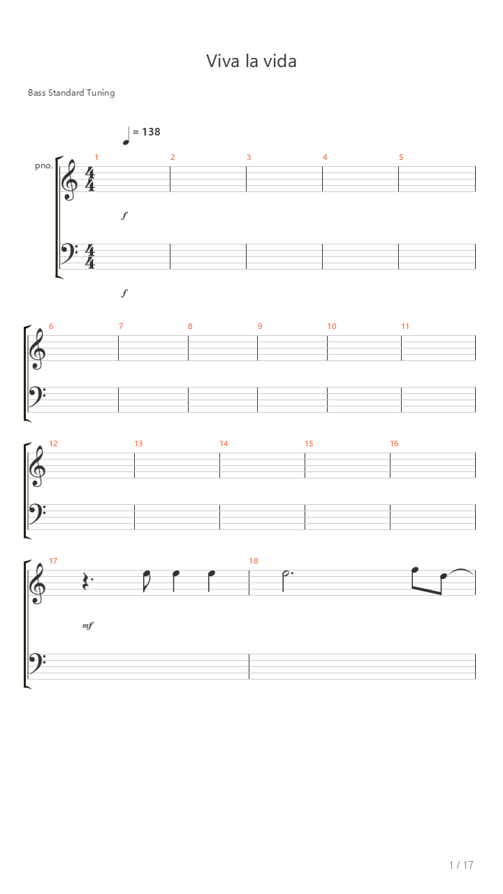 Viva la vida(C调）吉他谱