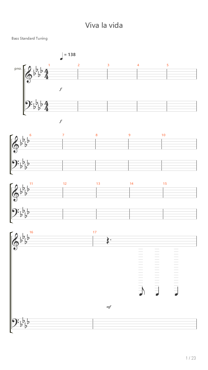 Viva la vida（bA调）吉他谱