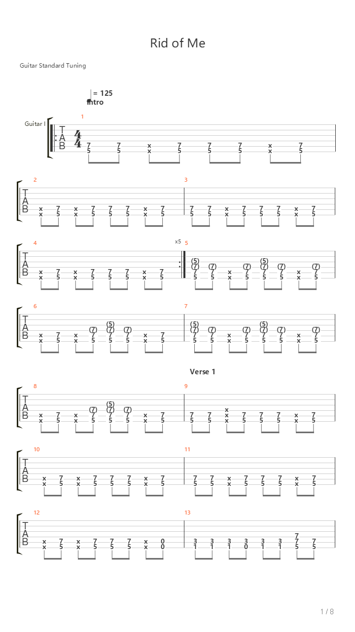 Rid of me吉他谱