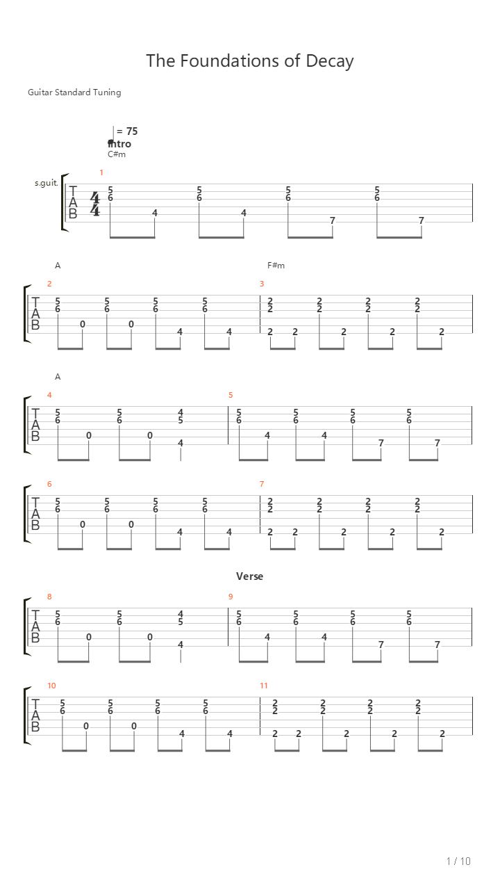 The Foundations of Decay （乐队总谱）吉他谱