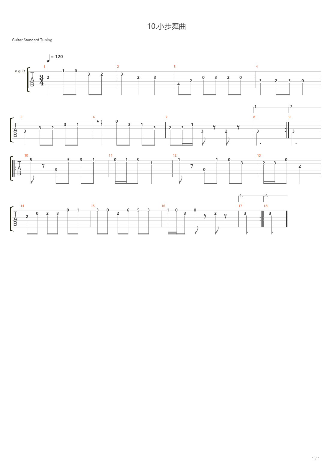 10.小步舞曲（d小调小步舞曲，双吉他）吉他谱