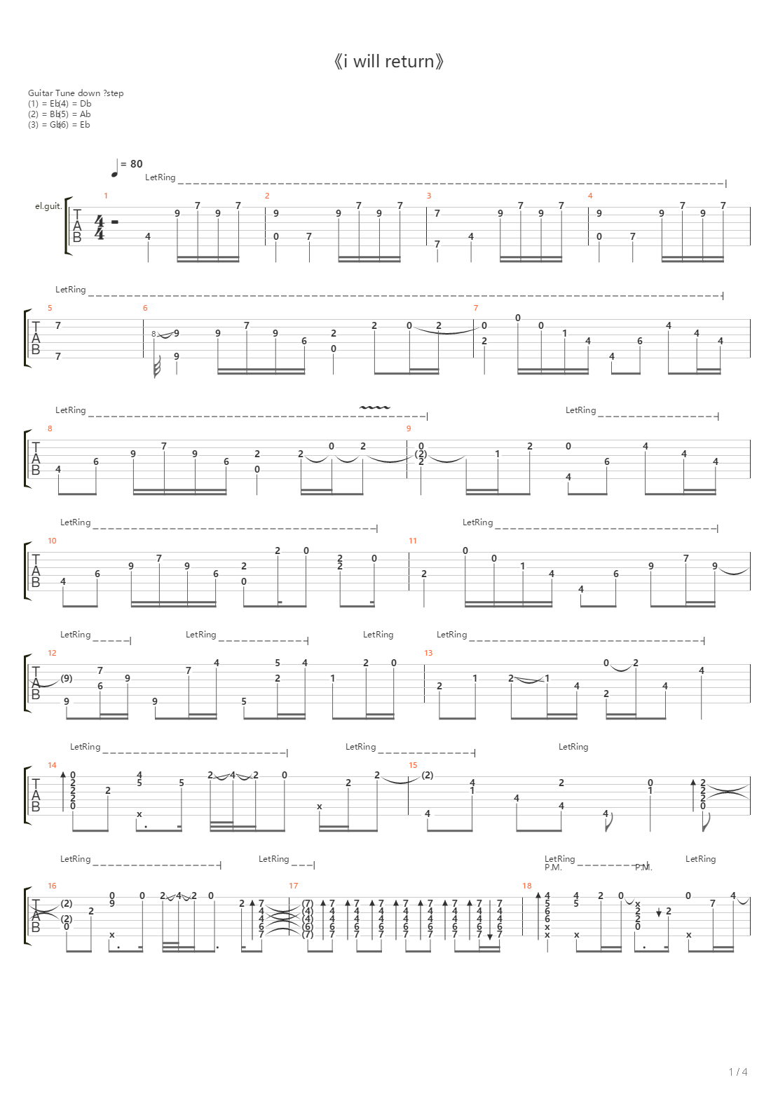 I Will Return吉他谱