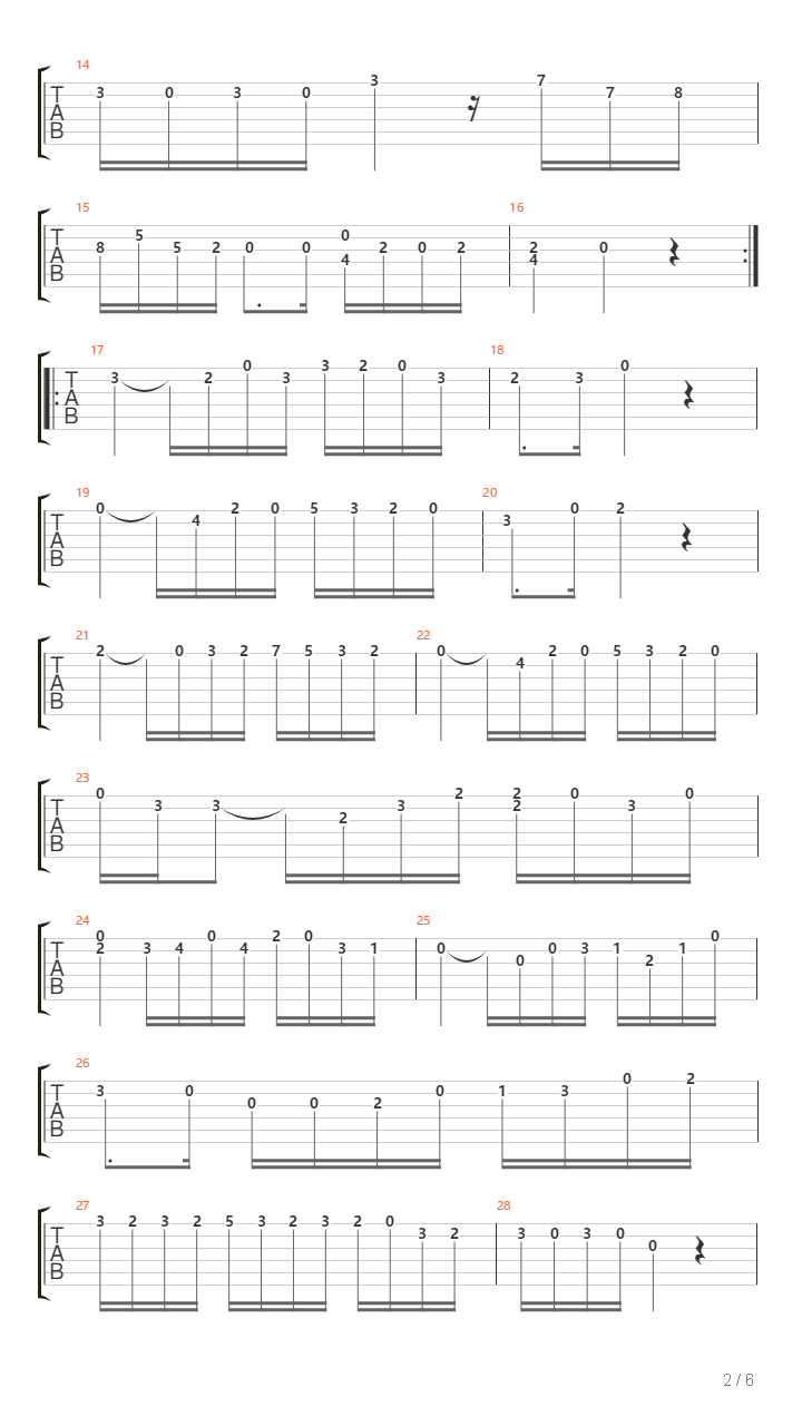 C大调奏鸣曲（No16，K545，第二乐章，双吉他）吉他谱