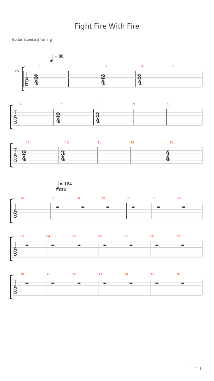 Fight Fire With Fire吉他谱