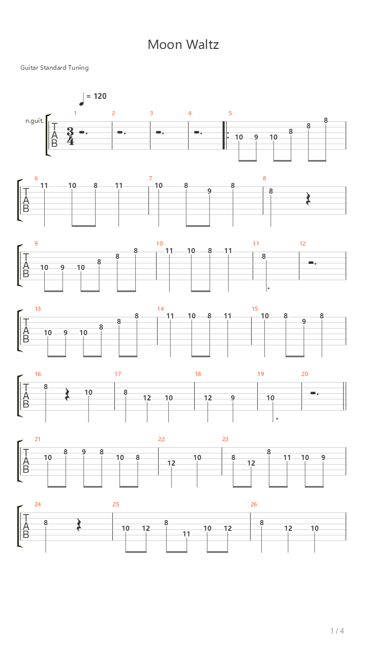 달의 왈츠（Moon Waltz，双吉他）吉他谱