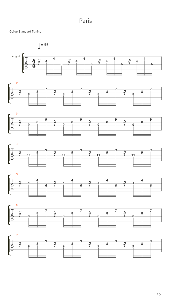 Paris（恐怖音乐）吉他谱