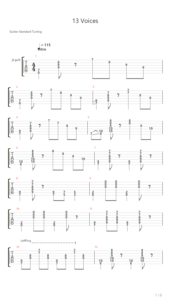 13 Voices吉他谱